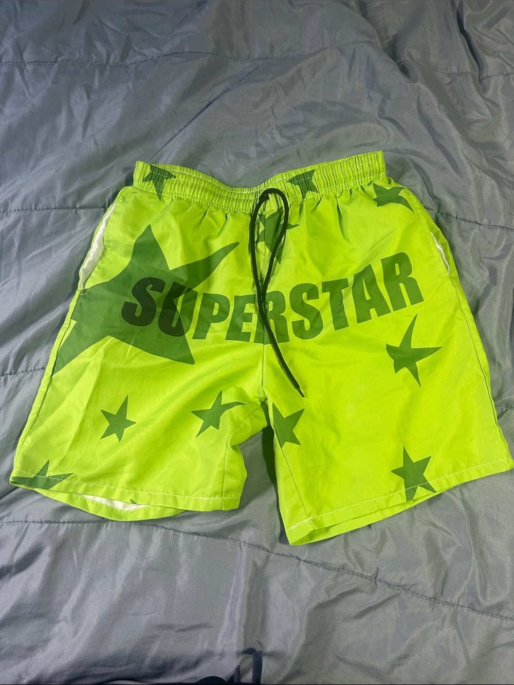 ROMWE Neon Lime SUPERSTAR Athletic Shorts